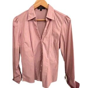 Express Design Studio Blouse Womens M Dusty Pink Striped Button Front